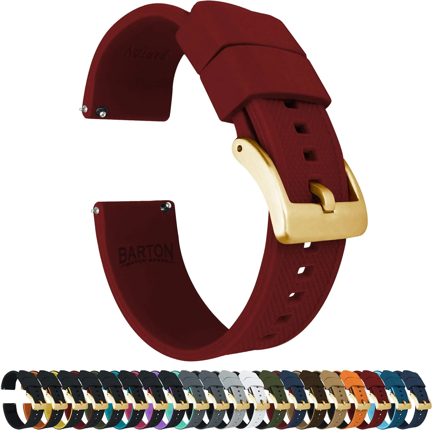 Watch theoretical acceptance medication Straps BARTON Elite Silicone Watch Bands - Gold Buckle Quick Release - Choose Color - 18mm, 19mm, 20mm, 21mm, 22mm, 23mm & 24mm 