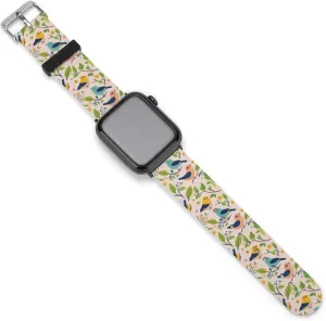 Watchband Compatible with IWatch Classic Soft Sports Watch Strap for Men Women Colorful tern lock Birds Pattern Adjustable Silicone 