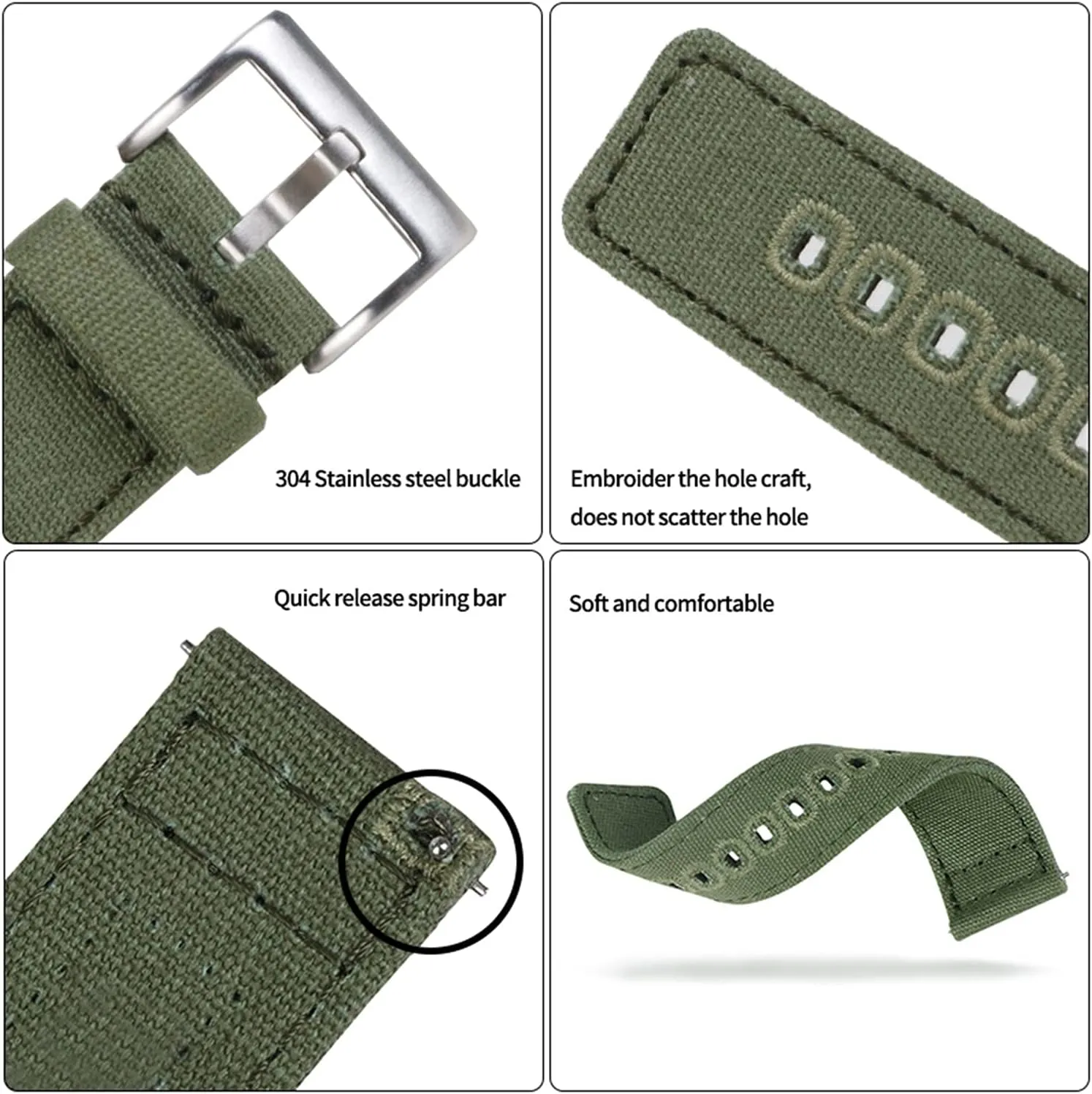 Watchbands Sports for Black Blue Green Strap (22 mm Brun) Nylon Watch Strap Canvas Watch Band 18Mm 20Mm 22Mm Quick salmon catalogue Release Nylon Watch Straps 