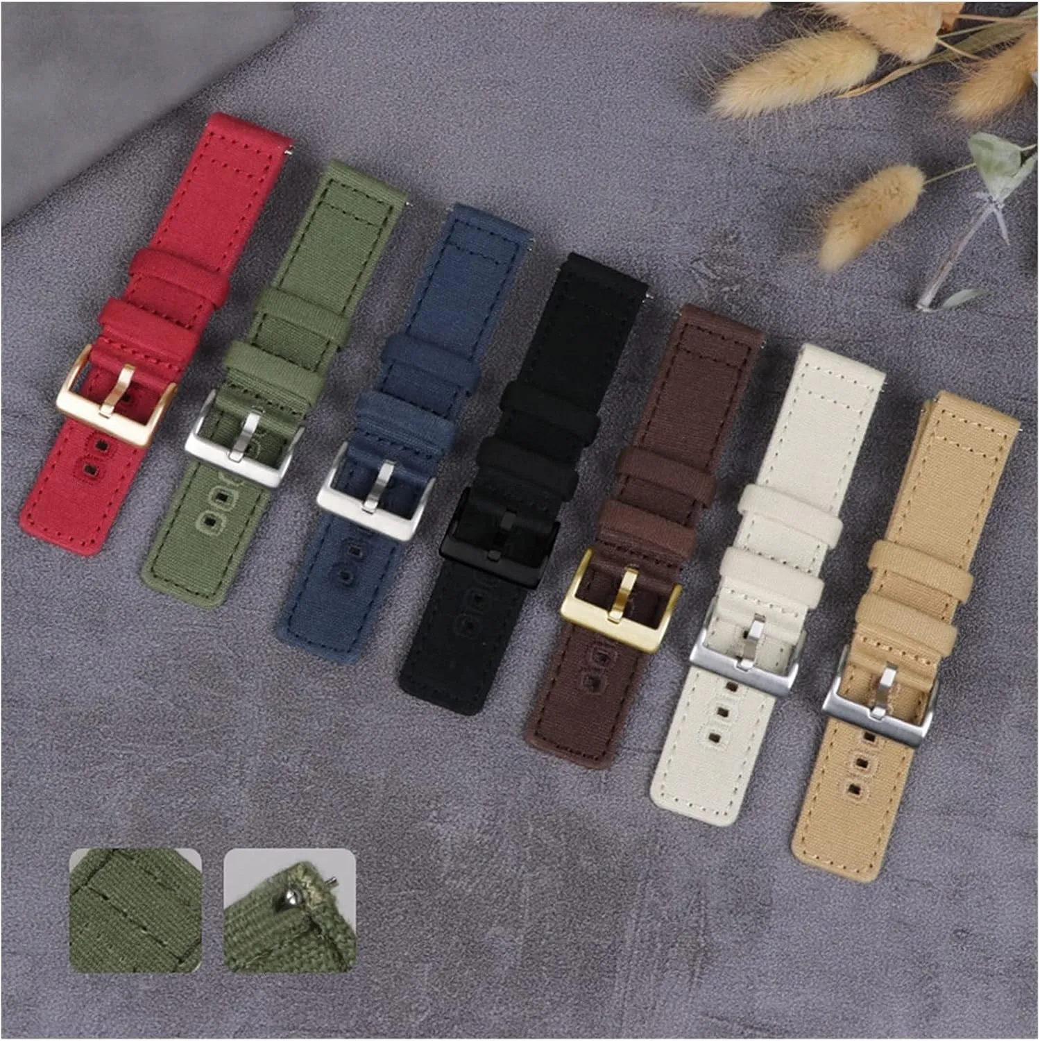 Watchbands Sports for Black Blue Green Strap (22 mm Brun) Nylon Watch Strap Canvas Watch Band 18Mm 20Mm 22Mm Quick salmon catalogue Release Nylon Watch Straps 