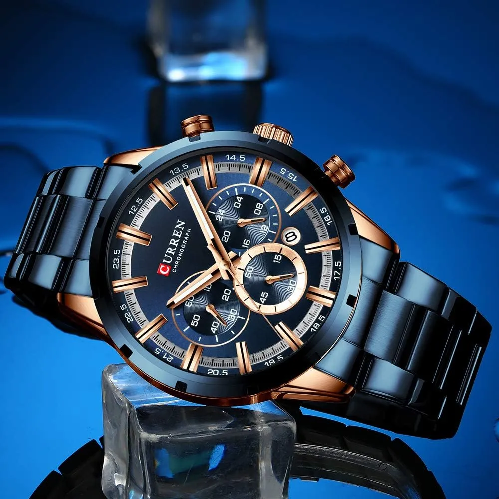 Watches Casual Date Quartz Mens Watches Gosasa Fashion Men's Analog absence Stainless Steel Chronograph Sports 