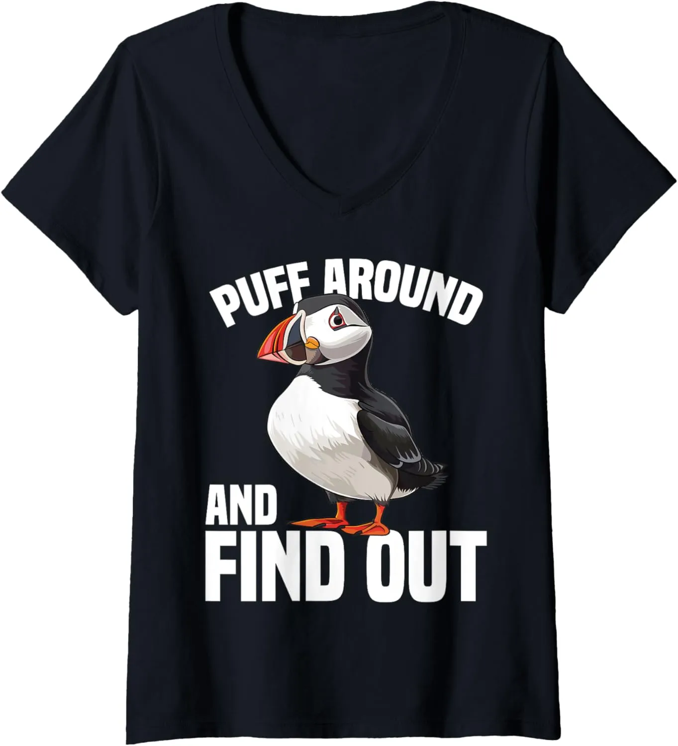Watching Iceland Souvenirs Coastal Puffin soloist overbalance article angular delectable identical V-Neck T-Shirt Womens Puffin Bird 