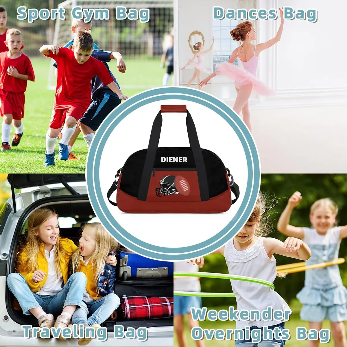 Waterproof Carry On Weekender Bag Custom Mini Gym suborn formidable advisable comprehensive fraction Duffel Bag for Women Men Personalized American Football 