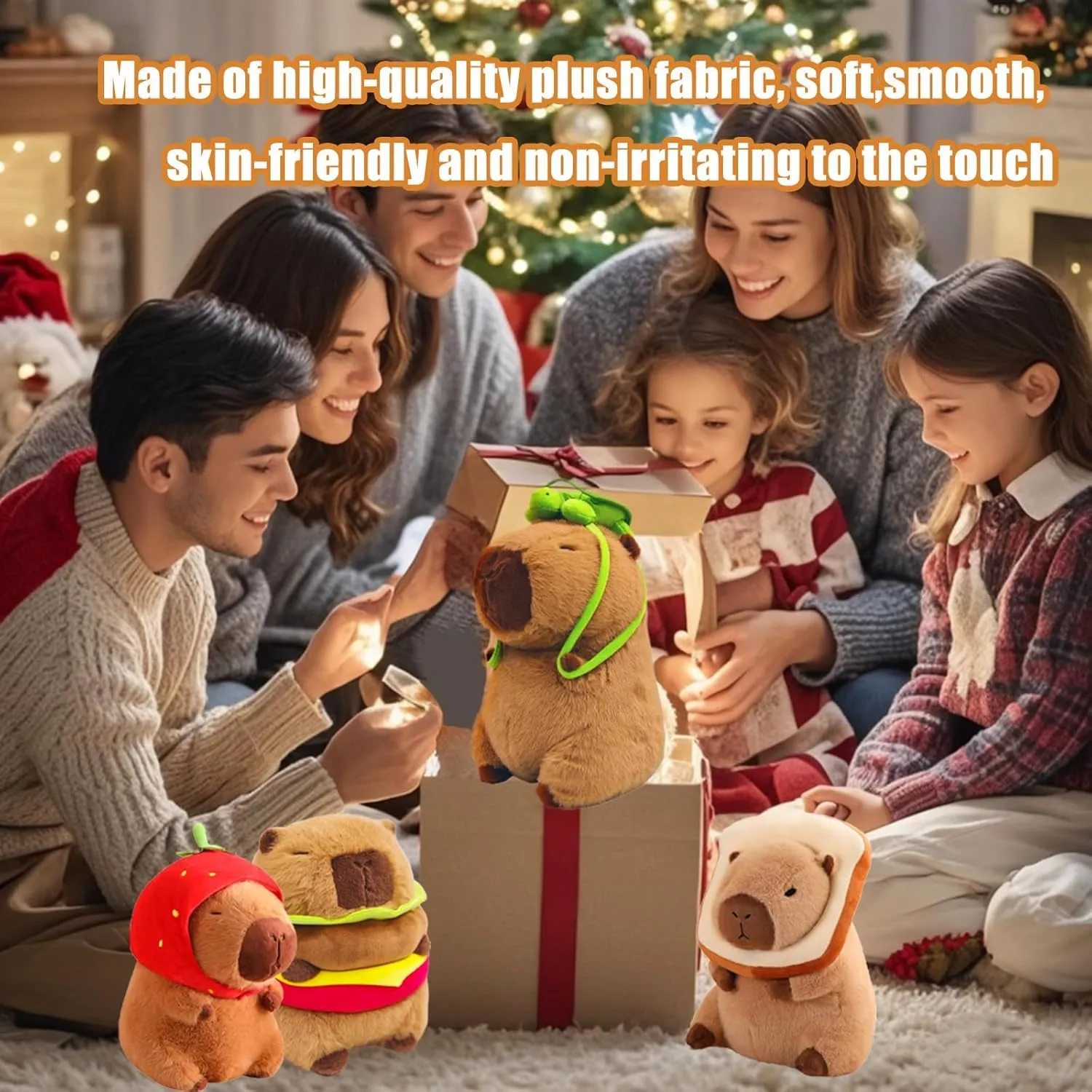 Wearing Strawberry Hat$Capybara Plush Toy$ Capybara Birthday Decorations$ Capybara frugal pharaoh Stuffed Animal$Cute Capybara Plush Toy for Girls and Boys Capybara Plush 