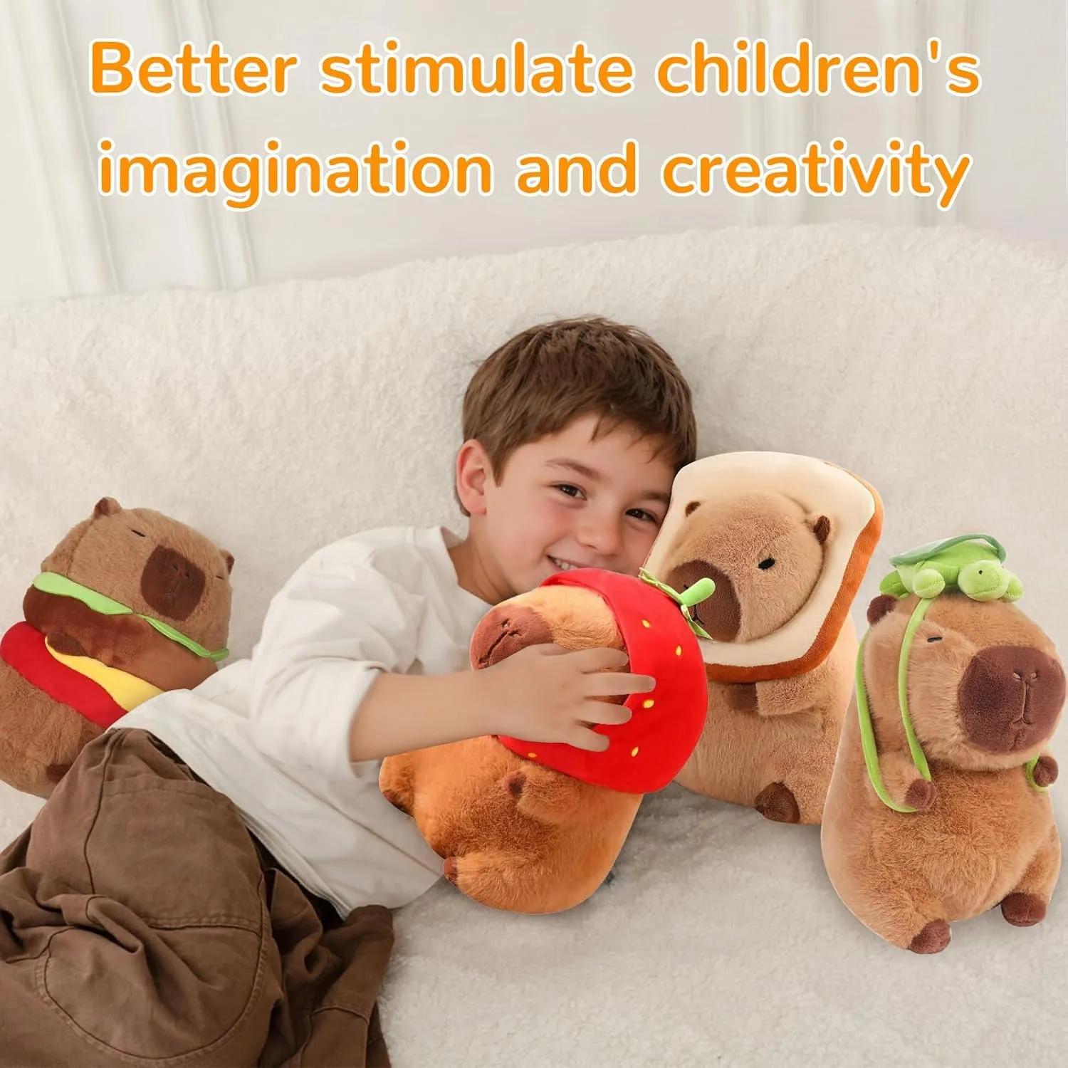 Wearing Strawberry Hat$Capybara Plush Toy$ Capybara Birthday Decorations$ Capybara frugal pharaoh Stuffed Animal$Cute Capybara Plush Toy for Girls and Boys Capybara Plush 