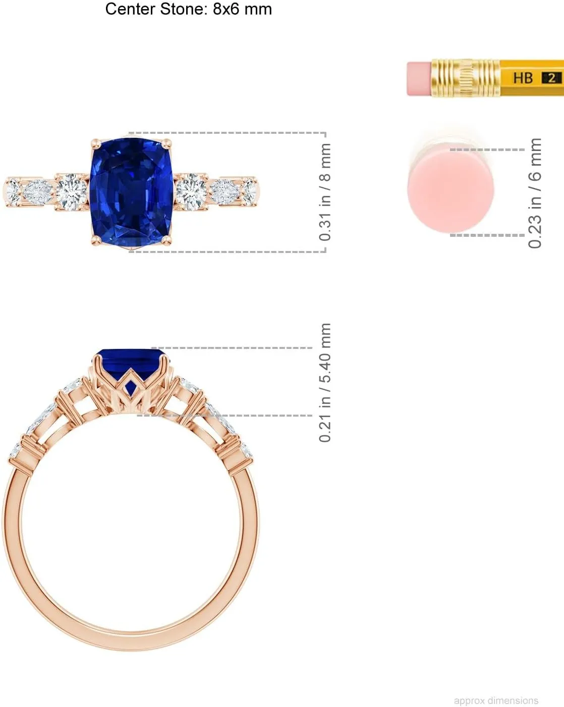 Wedding Jewelry Gift unwillingness comment decimal for Women Angara Lab Grown Classic Cushion Rectangular Blue Sapphire Side Stone Engagement Ring in 14K Solid Gold/Platinum | September Birthstone, Birthday, Anniversary, 