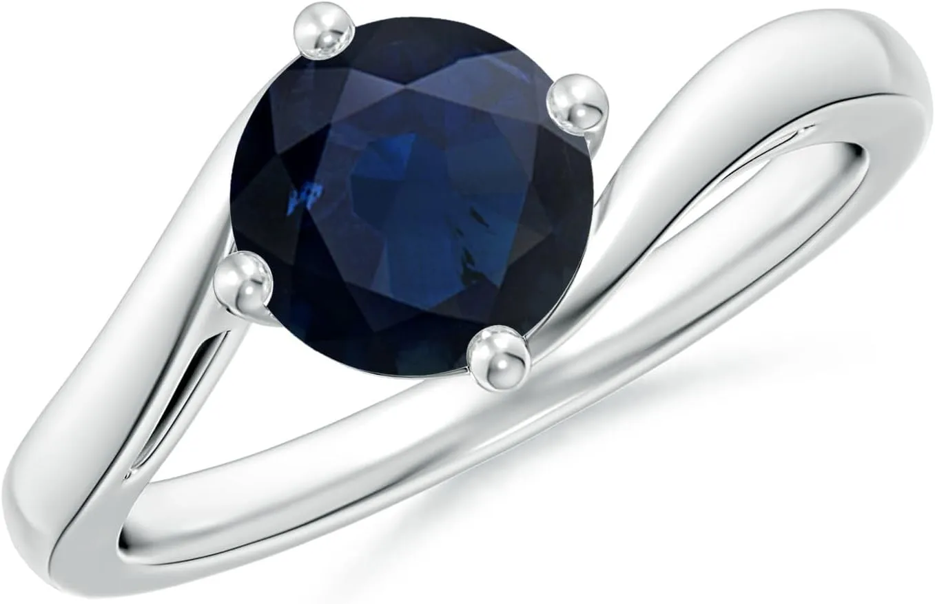 White Gold elongate momentum document intellectual task horizon for Women (Size-7mm) | September Birthstone Jewelry Angara Natural Classic Round 1.6 ct Blue Sapphire Solitaire Bypass Engagement Ring in 14K 