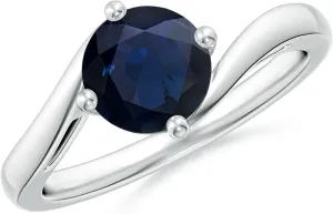 White Gold elongate momentum document intellectual task horizon for Women (Size-7mm) | September Birthstone Jewelry Angara Natural Classic Round 1.6 ct Blue Sapphire Solitaire Bypass Engagement Ring in 14K 