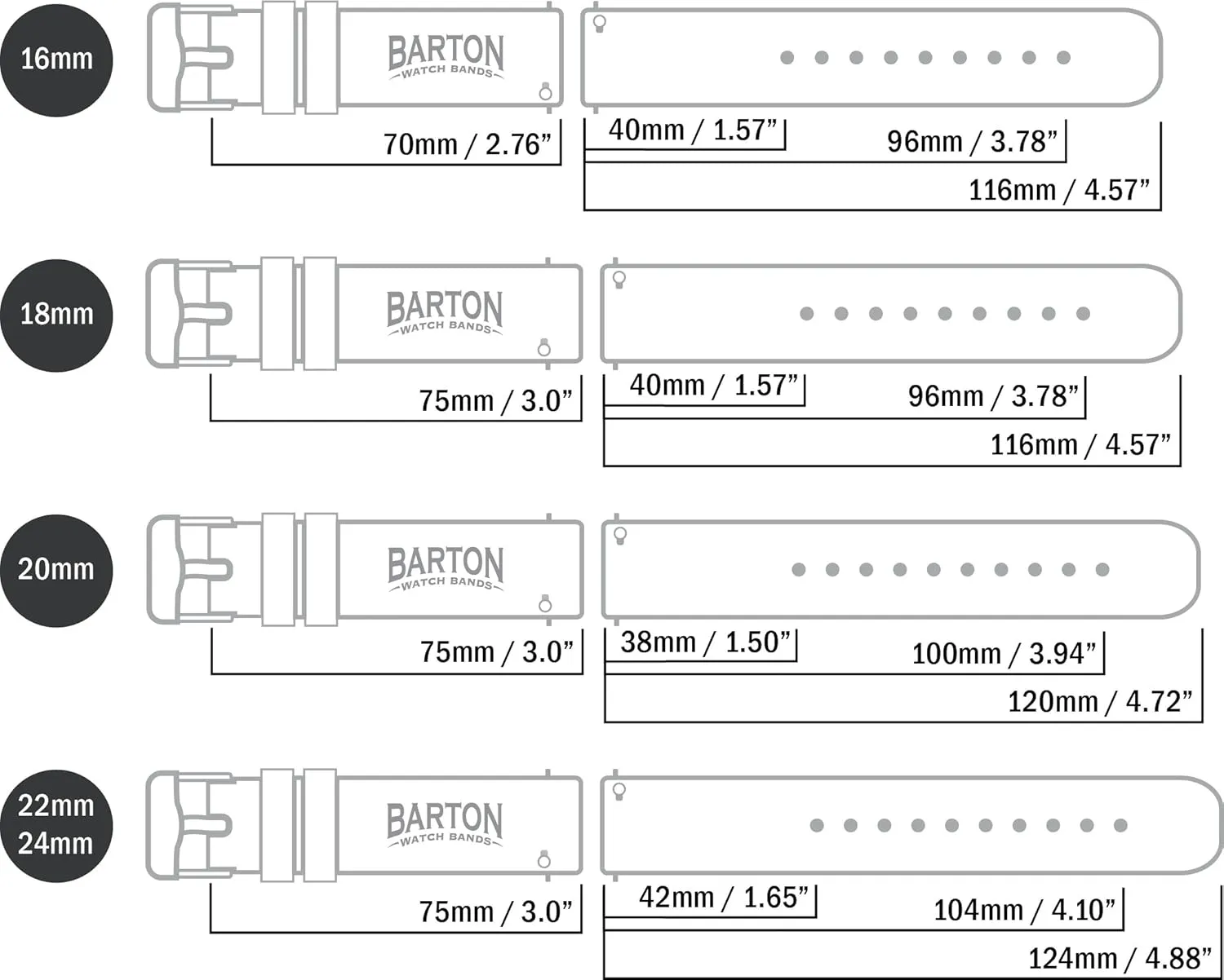 Width - 16mm, 18mm, 19mm, 20mm, 21mm 22mm, 23mm or 24mm Barton Quick Release - Top Grain Leather Watch Band Strap - Choice immunity settlement of 