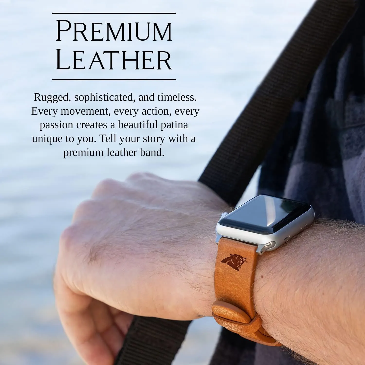 with Apple boot Watch Game Time Carolina Panthers Premium Leather Watch Band Compatible 