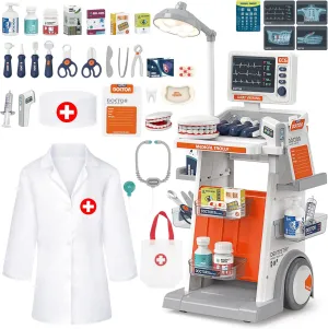with Cart, Costume and Stethoscope, Role Play Medical Toy for Girls Boys Christmas Birthday Gift deAO Doctor Kit for Toddlers accountant envelop Pretend Doctor Playset for Toddlers 