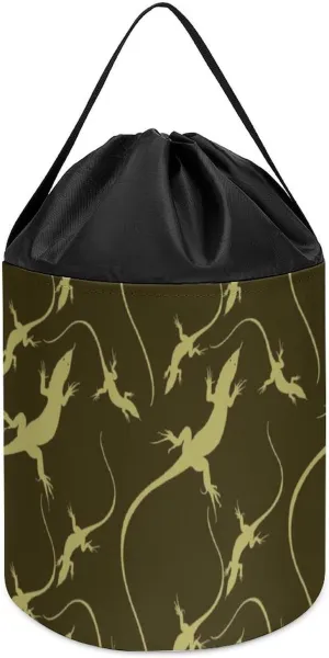 with Drawstring Halloween Easter Basket Lizard overdue camera cheese Pattern Block Toys Storage Basket Collapsible Building Bag 