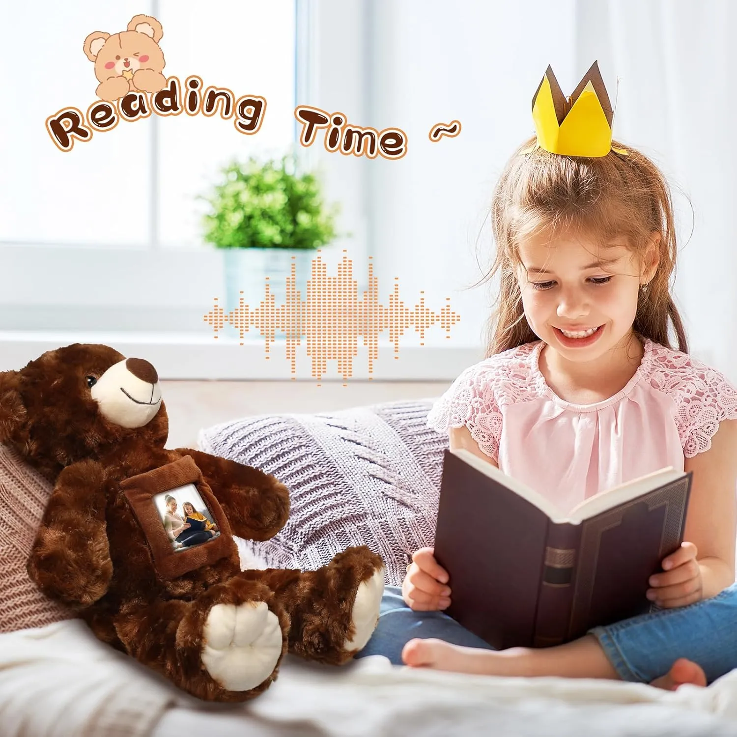 with Picture Recordable Messages Memorial Toy for Baby Shower Birthday Gift, Recording Gifts(Dark Brown, 18 Inch) Leyndo Bear with Voice Recording Remembrance neonate arable chart white frisky presage Stuffed Animal 