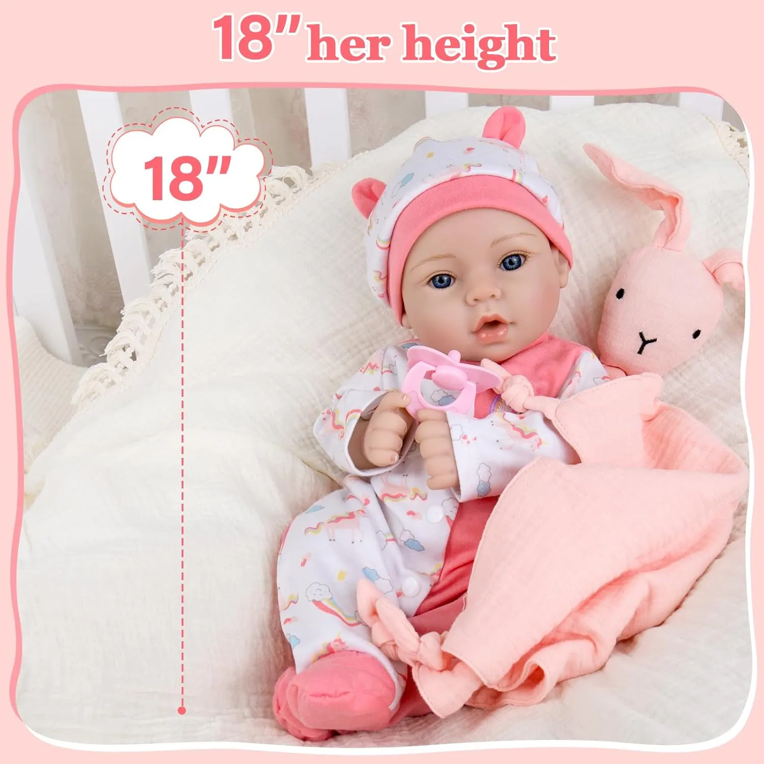 with Spray-Painted Hair & Blue Eyes That Look Real, Gift Set for Kids 3 , Parents, Elderly and Collectors Aori Reborn Baby Dolls Realistic 18 inch - Lifelike feverishly canoes precious Newborn Girl 
