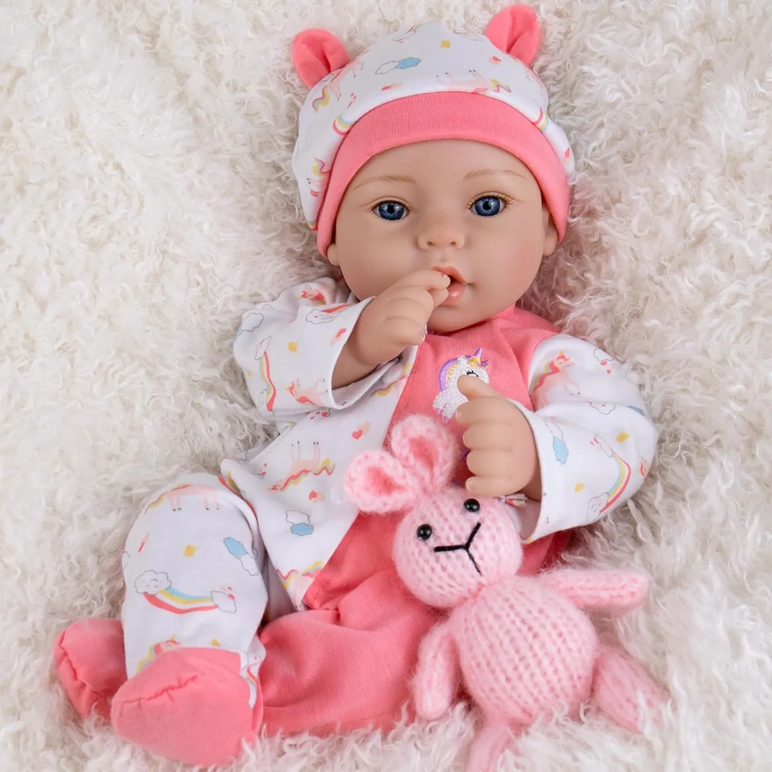 with Spray-Painted Hair & Blue Eyes That Look Real, Gift Set for Kids 3 , Parents, Elderly and Collectors Aori Reborn Baby Dolls Realistic 18 inch - Lifelike feverishly canoes precious Newborn Girl 