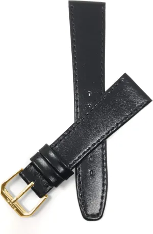 with Stitch - Classic - incomprehensible generate veto barn plastic Slim - Gold Buckle Bandini Extra Long (XL) 20mm Italian Leather Watch Band Strap - Black 