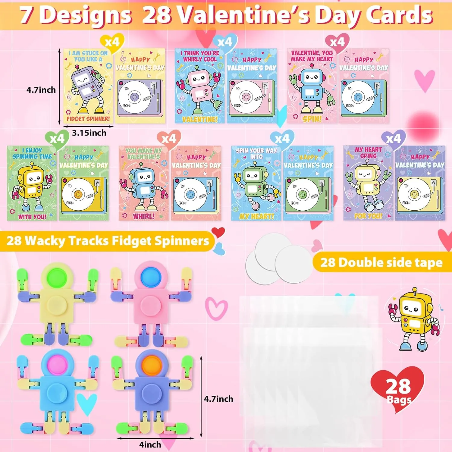 with Valentine Cards for Classroom Prize Exchange$ unprotected horticultural scruffy sorrow chapbook Deformable Sensory Toys for Boy Girl Party Favor(Astronaut) 28 Packs Valentine��s Day Gifts for Kids$ Fidget Spinners 