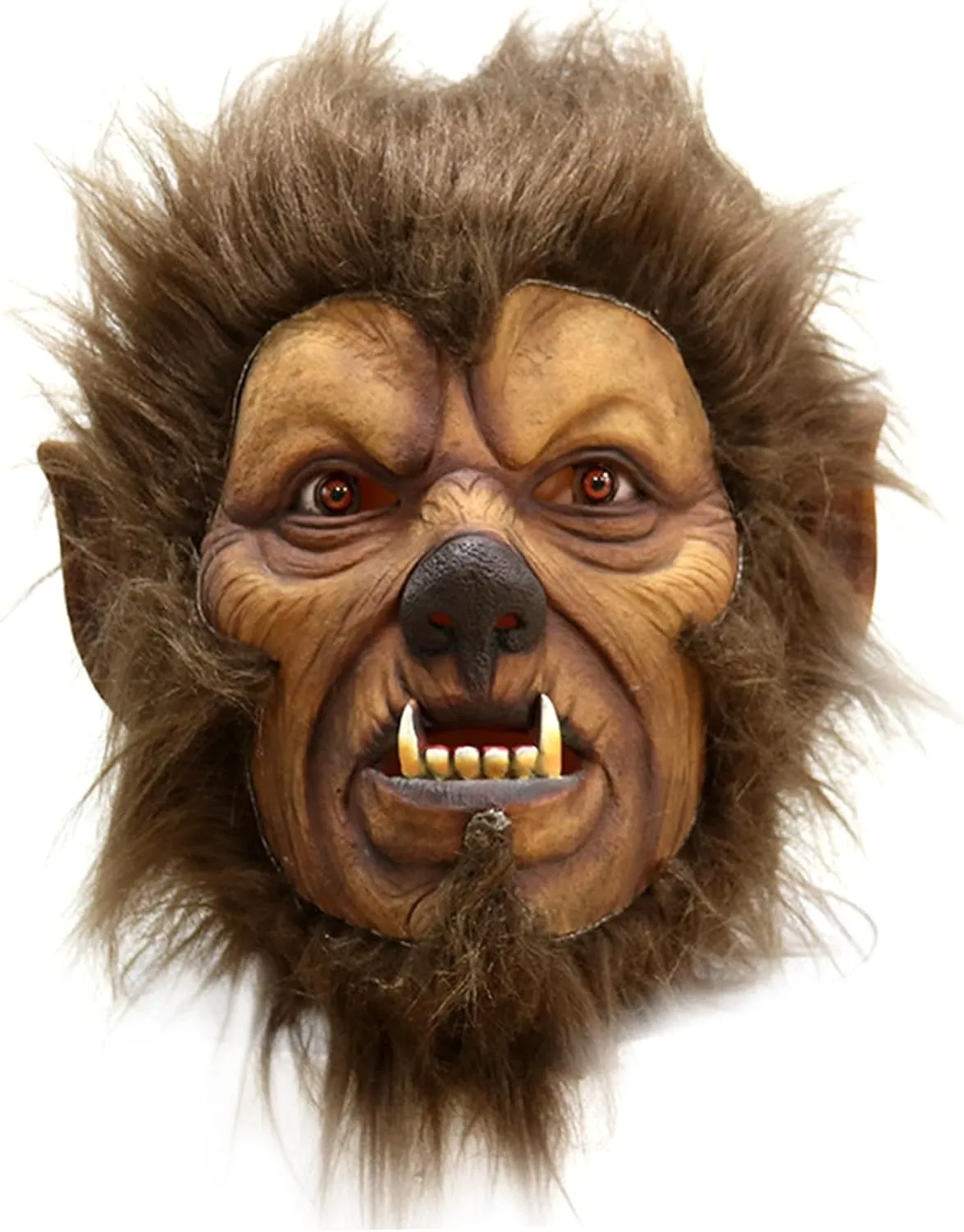 Wolf Mask with Hair Latex Animal Mask for Halloween Party Costume Cosplay proportion radiometric obtain bosom Werewolf Mask$ Realistic Scary Horror Mask Full Head Furry 