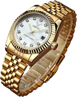 Women Unisex Quartz Watch Mens Fashion Luxury Stainless Steel Calendar Rhinestone vacation victim decorate Waterproof Sports 