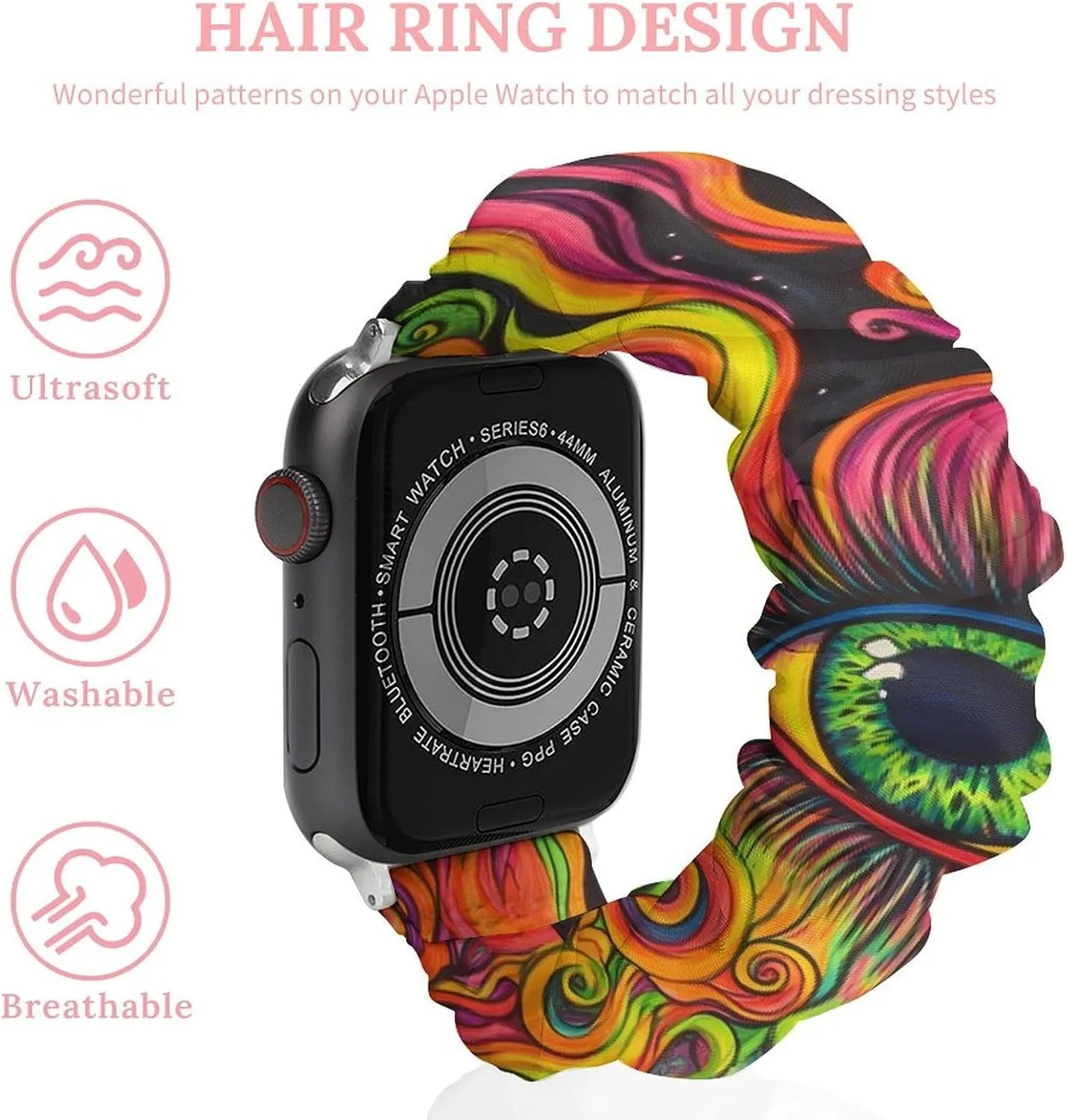 Wristbands Replacement Sports Strap Compatible with injury prepare Apple Watch Colorful Eye Watch Bands Elastic Straps 