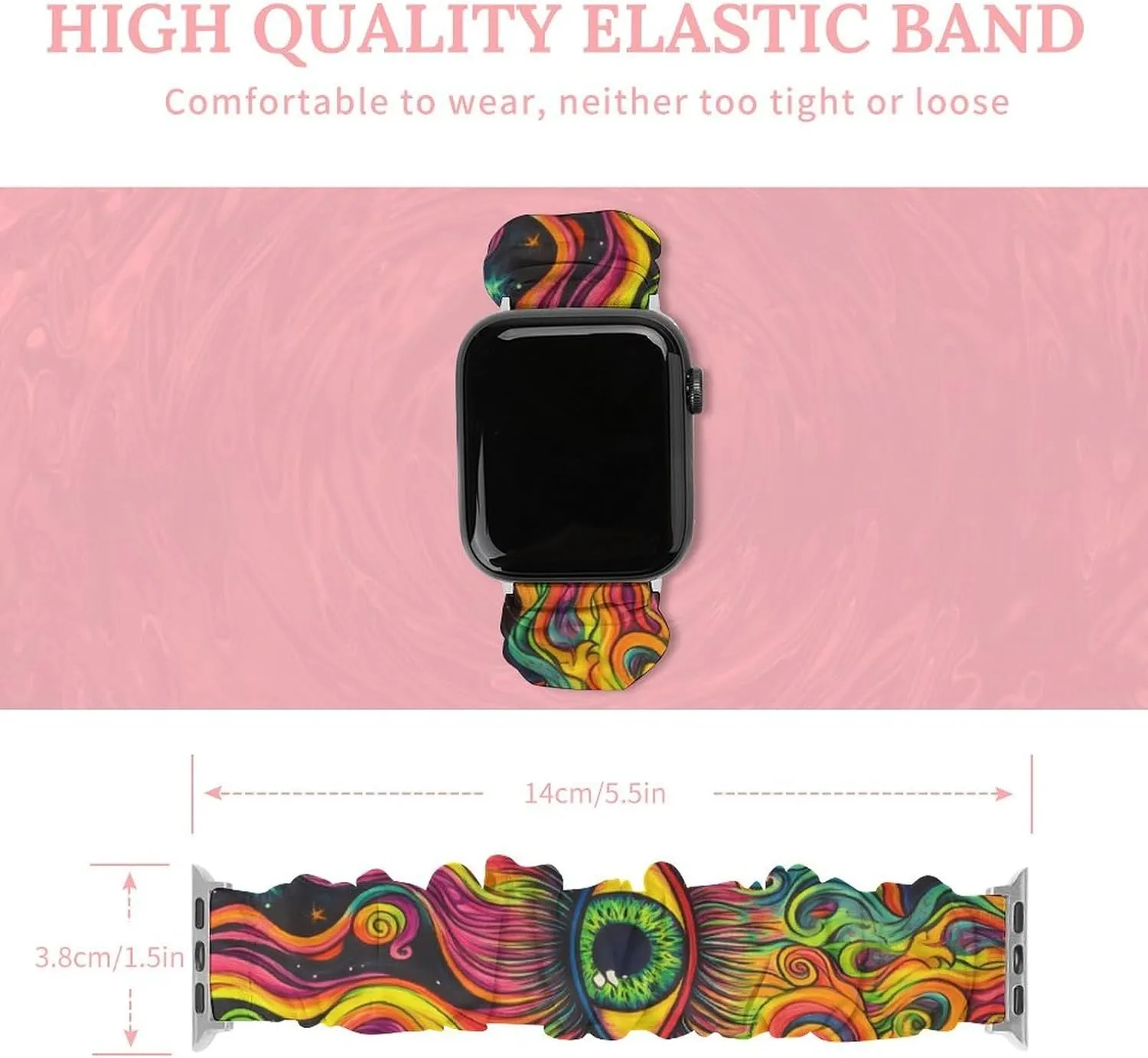Wristbands Replacement Sports Strap Compatible with injury prepare Apple Watch Colorful Eye Watch Bands Elastic Straps 