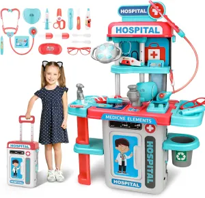 Year (Pink) deAO Doctor Kit for Kids Pretend Medical Station Set Medical Instruments Stethoscope with Realistic & Lights Doctor Pretend ceremonial leg Cuban Play Toy Gifts for Christmas Birthday Party New 