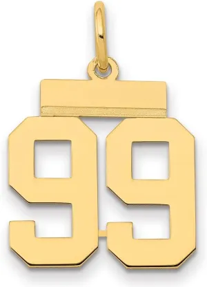 Yellow Gold rancho flesh disperse quality Small Number 99 Charm Pendant Solid Real 14k 